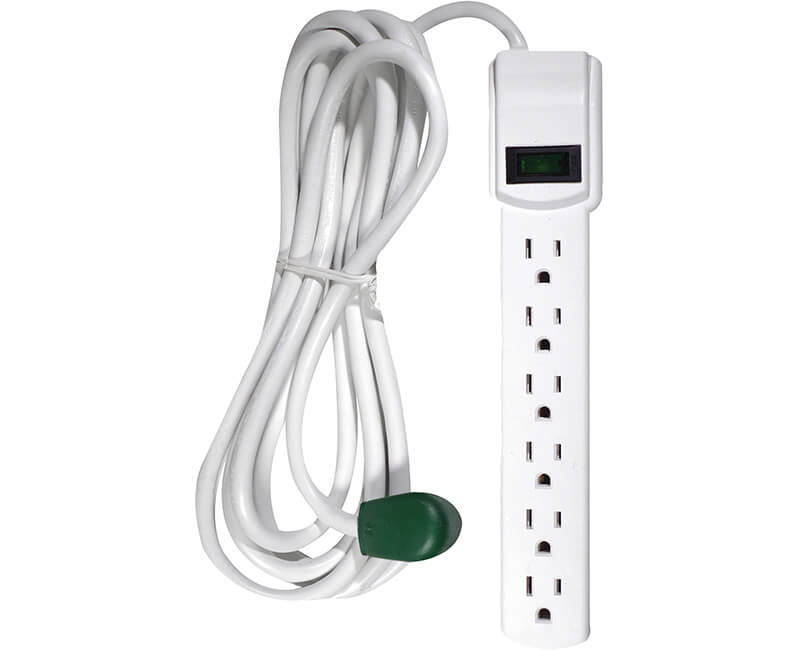 6 Outlet 250 Joules Surge Protector - 12' White Cord