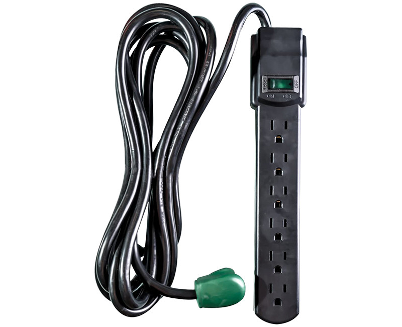 6 OUTLET SURGE PROTECTOR 250 JOULES 12' CORD BLACK