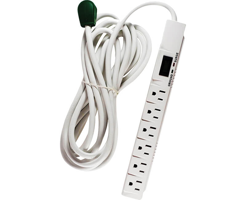 6 Outlet Surge 1200 Joules Protector - 15' White Cord
