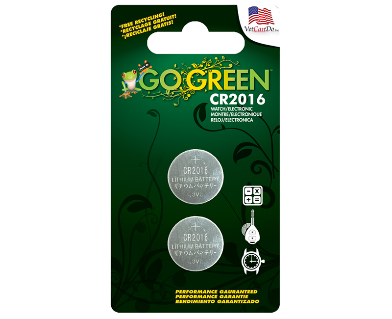 CR2016 3 Volt Button Cell Battery - 2 Per Blister Card