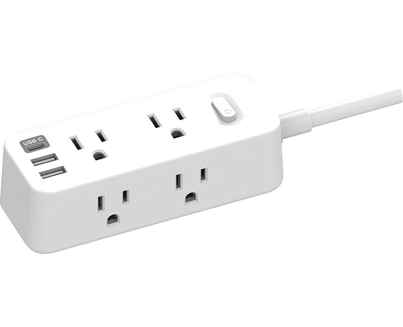 6 Outlet Power Strip w/USB, 2 USB-A, 1 USB-C, 3ft Cord