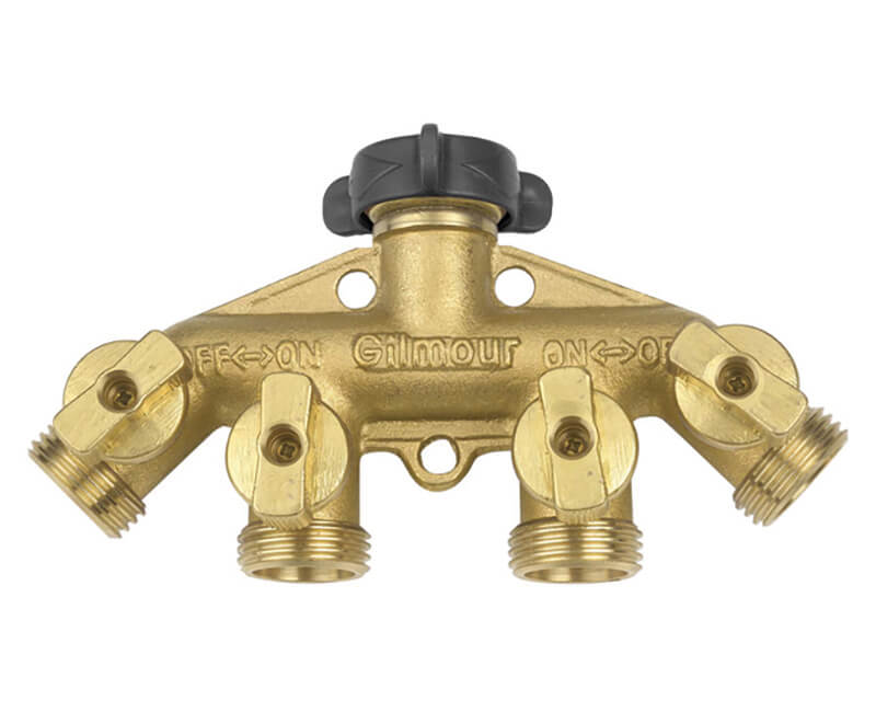 4-Way Solid Brass Shut-Off Connector