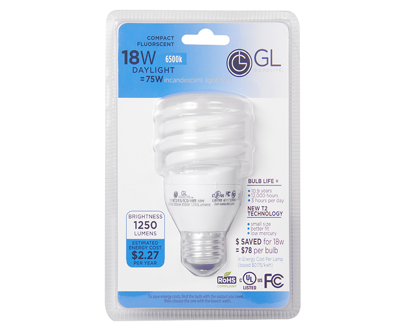 T2 Mini Spiral CFL 65K Carded - 18W 1 Pack