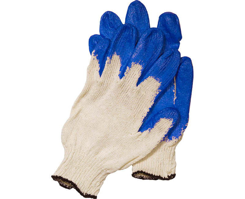 Heavy Cotton Glove With Plastic Dipped Palm - Blue