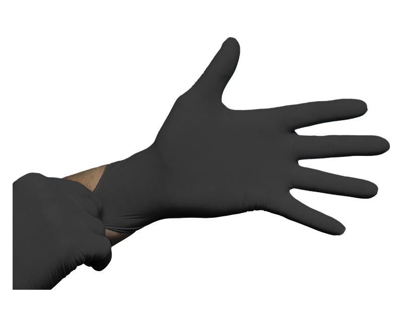 Black Nitrile Powdered Gloves Large - 100 Per Box