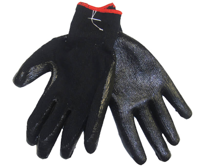 Heavy Cotton Glove With Plastic Dipped Palm - Black