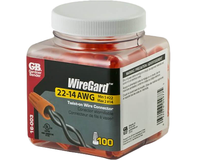 Orange WireGard Screw-On Wire Connectors - 100 Per Jar