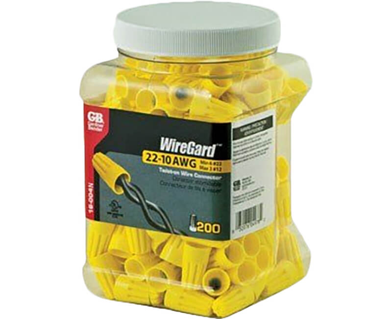 Yellow WireGard Screw-On Wire Connectors - 200 Per Jar