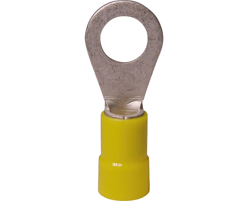 12-1/4 Stud Vinyl Insulated Ring Terminals - Yellow