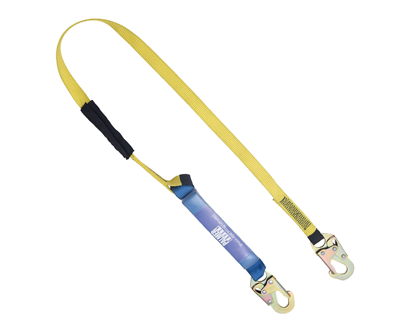 6' Single Leg Shock Absorber Lanyard 3/4" Hook Yellow Webbing Blue Color Shock Pack