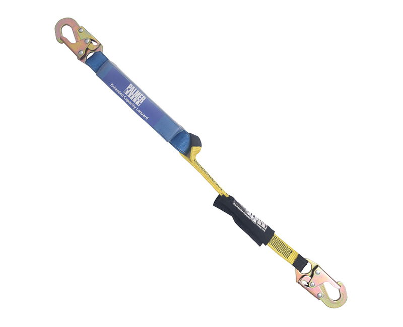 3' Single Leg Shock Absorber Lanyard 3/4" Hook Yellow Webbing Blue Color Shock Pack