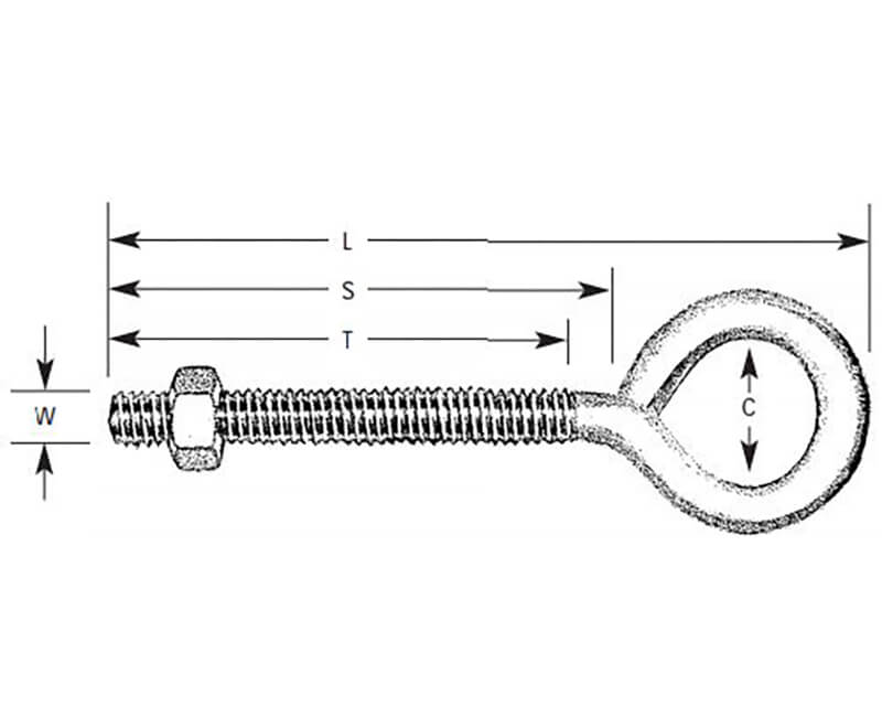 3/16" X 1-3/4" Machine Thread Eye Bolts