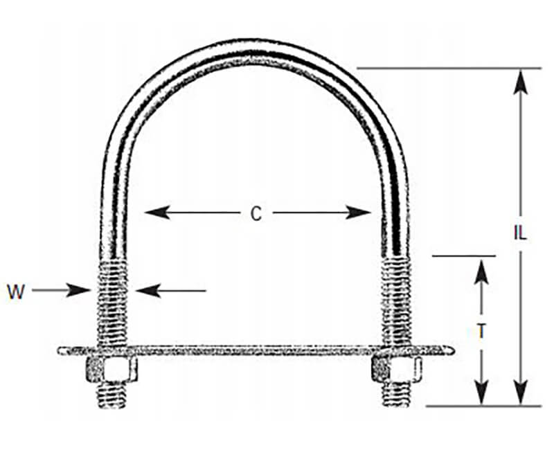 Extra Long U-Bolt - 67CL 3-1/2" X 3/4"