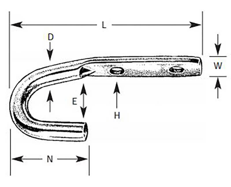 3-3/4" Open Style Rope Binding Hooks