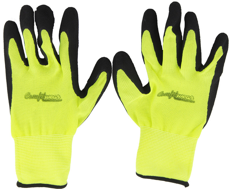 LATEX FOAM COATED POLYESTER GLOVE LIME HANG UP TAG XL
