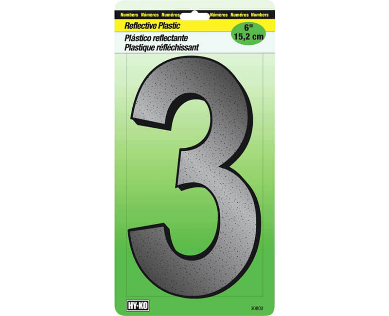 6" Reflective Plastic Number - 3