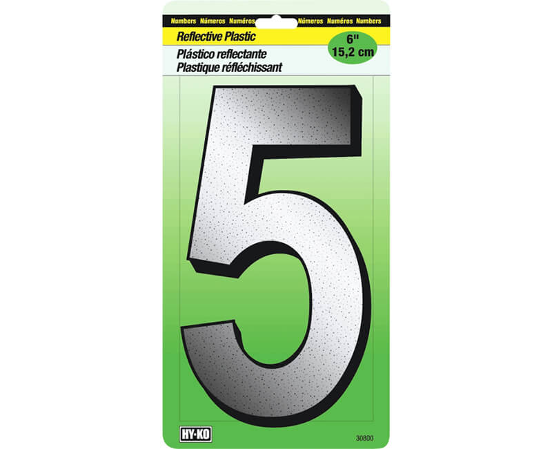 6" Reflective Plastic Number - 5