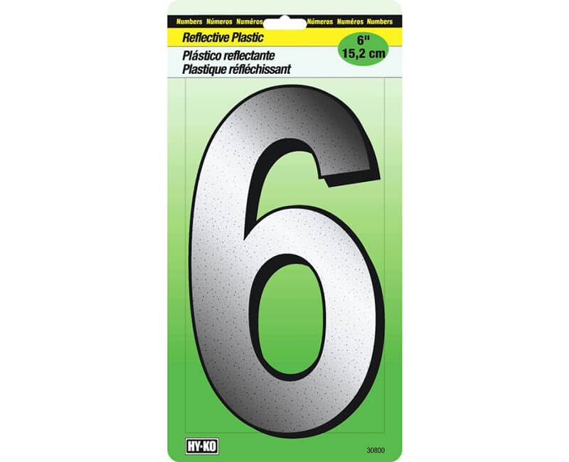 6" Reflective Plastic Number - 6