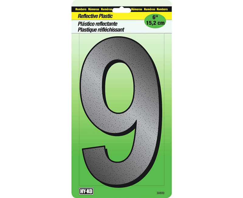 6" Reflective Plastic Number - 9