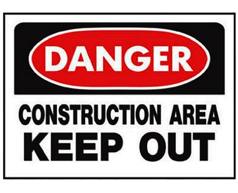 10" X 14" POLYETHYLENE OSHA SIGN DANGER CONSTRUCTION AREA KEEP OUT