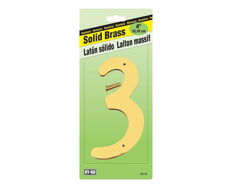 4" Decorative Brass Number - 3
