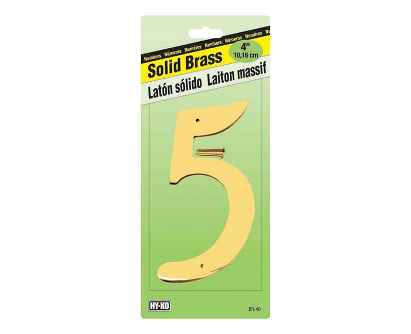 4" Decorative Brass Number - 5