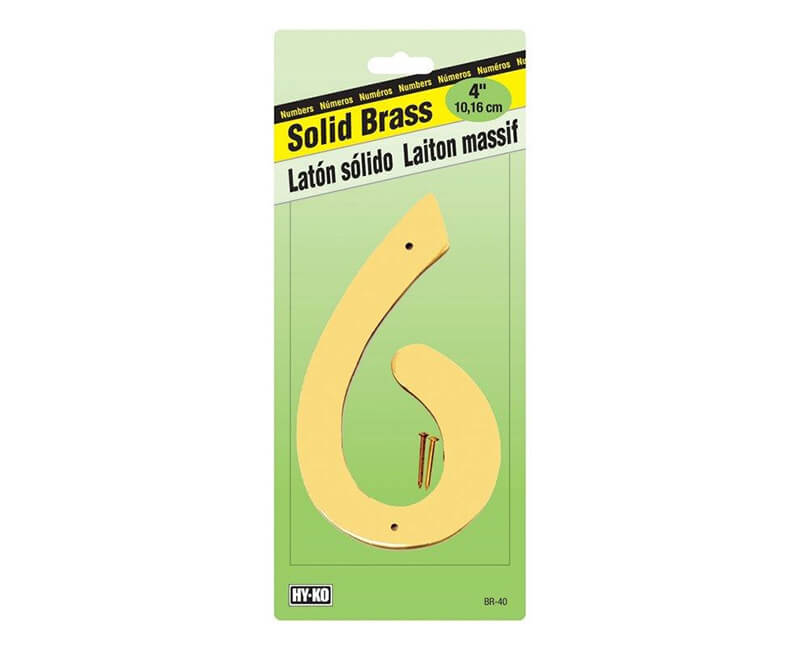4" Decorative Brass Number - 6