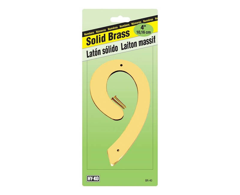 4" Decorative Brass Number - 9