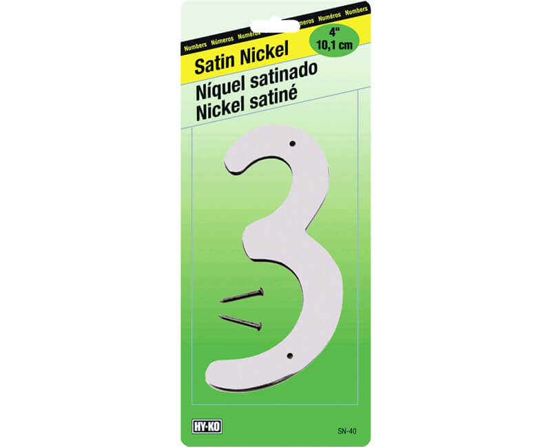 4" Satin Nickel Zinc Number - 3