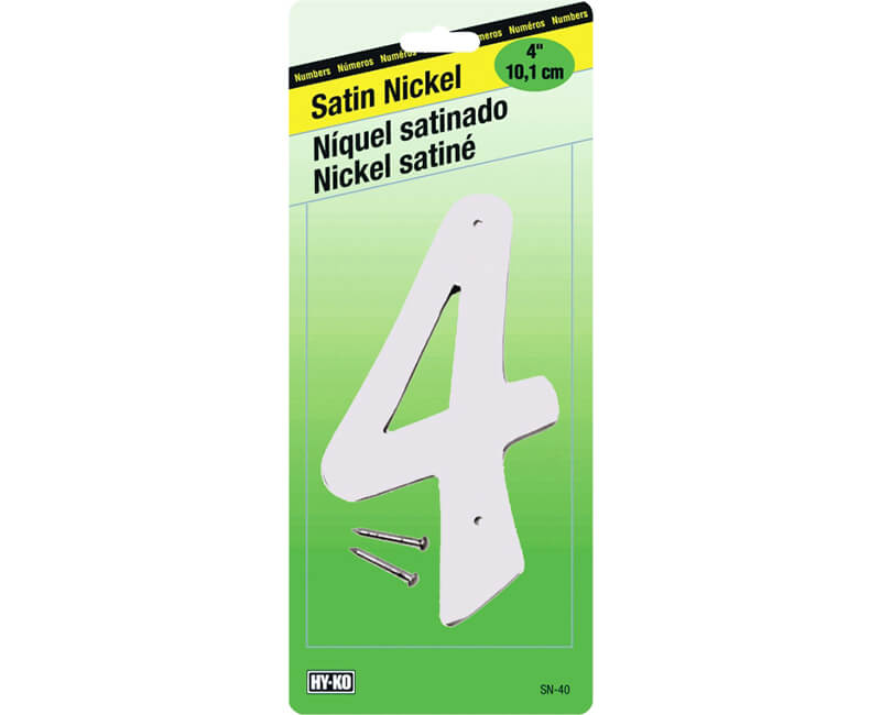 4" Satin Nickel Zinc Number - 4