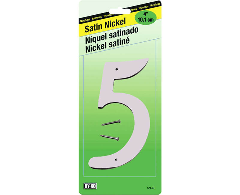 4" Satin Nickel Zinc Number - 5