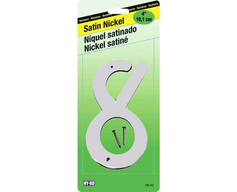 4" Satin Nickel Zinc Number - 8