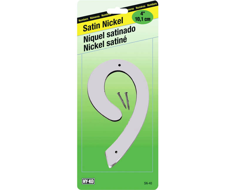 4" Satin Nickel Zinc Number - 9