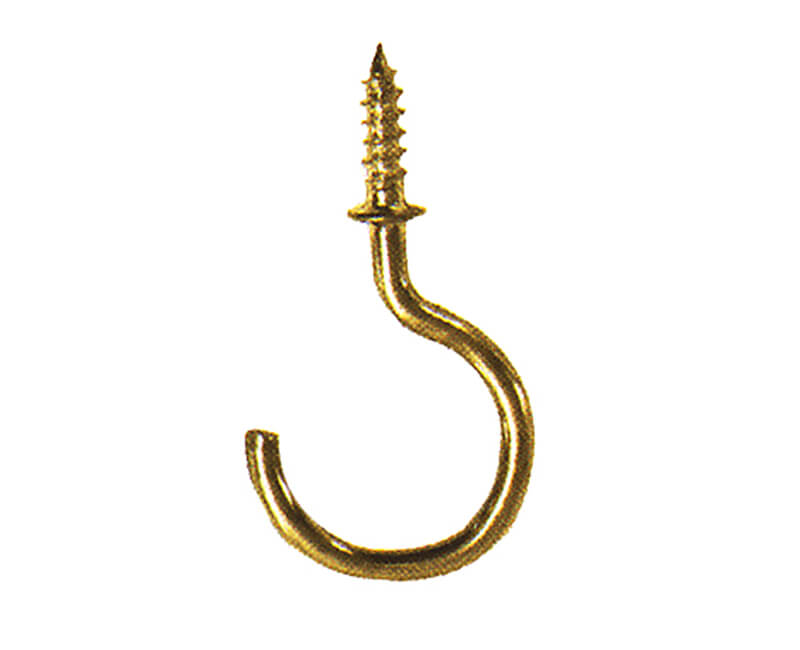 7/8" Brass Plated Cup Hooks - Carded