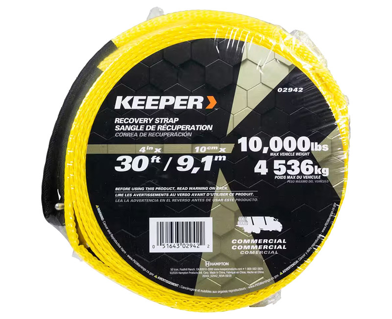 VEHICLE RECOVERY STRAP 30'X4" 20,000LB CAPACITY