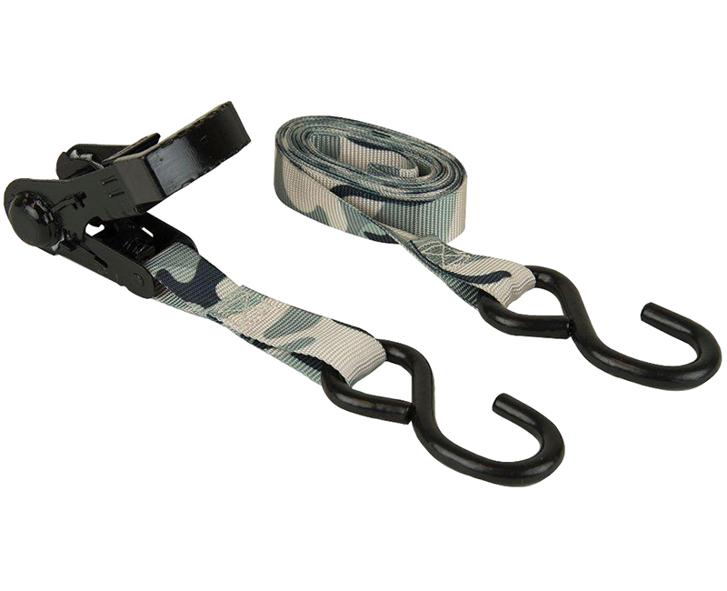 10' x 1" Grey Camo Ratchet Tie-Down, Ergo Torque Handle - 2 Pack Bin