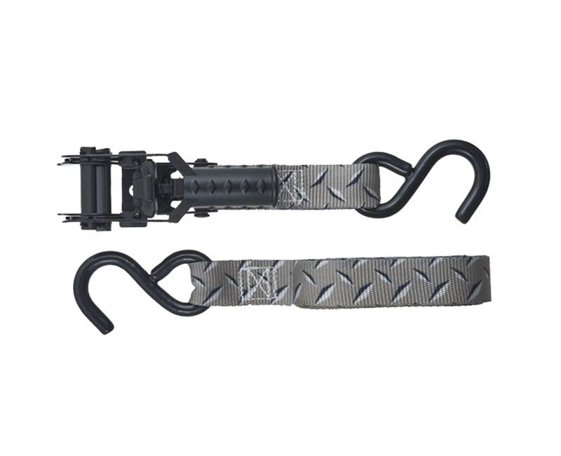 12' x 1" Diamond Plate Ratchet Tie-Down, Mini Pistol Grip - Bin