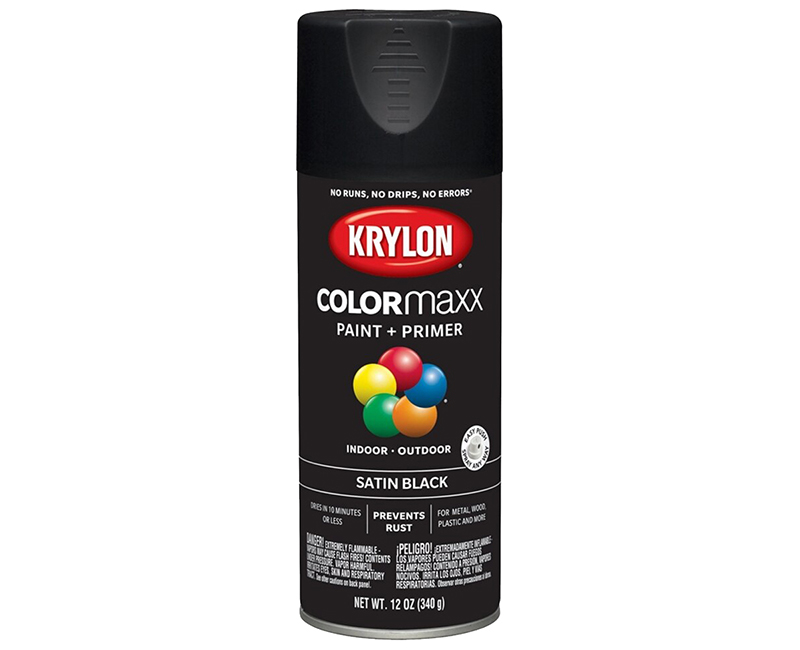 KRYLON COLORMAXX SATIN BLACK 12 OZ