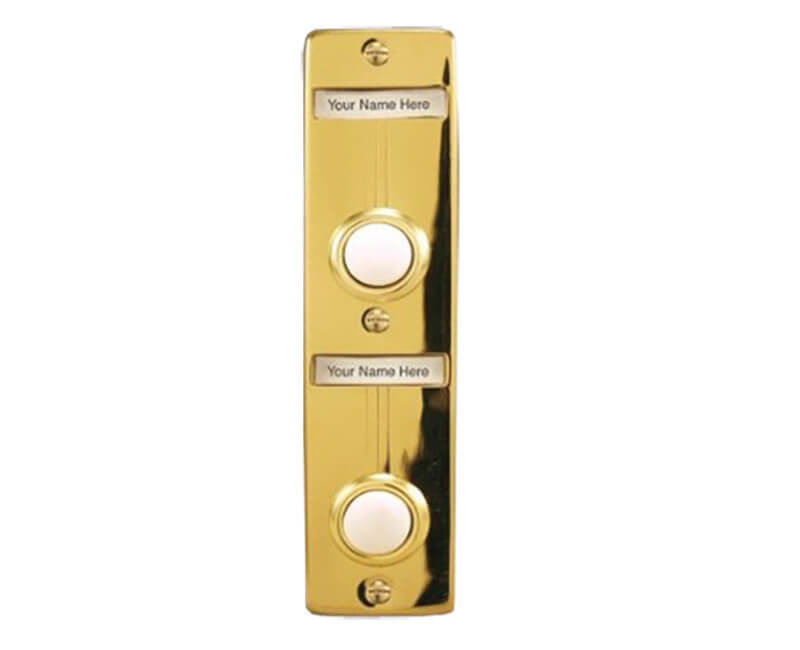 5-1/4" X 1-3/8" Double Lighted Push Button With Name Plate - Gold