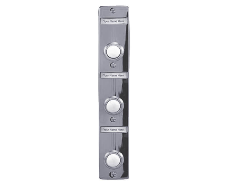 7-9/16" X 1-3/8" Triple Lighted Push Button With Name Plate - Silver