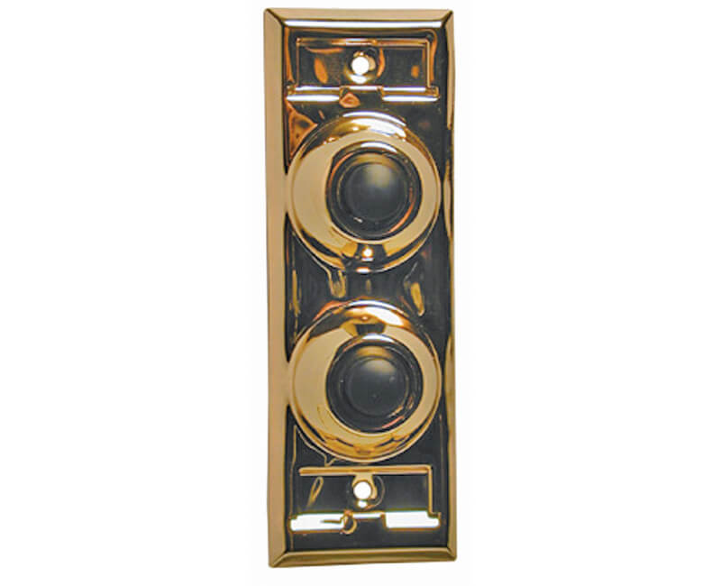 Two Gang Push Button With Name Plate - Brass