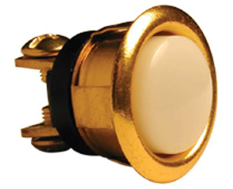 5/8" Pearl Push Button Lighted - Brass