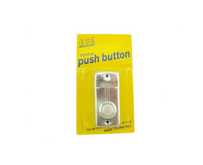 2-5/8" X 1-3/8" Single Lighted Push Button With Name Plate - Silver