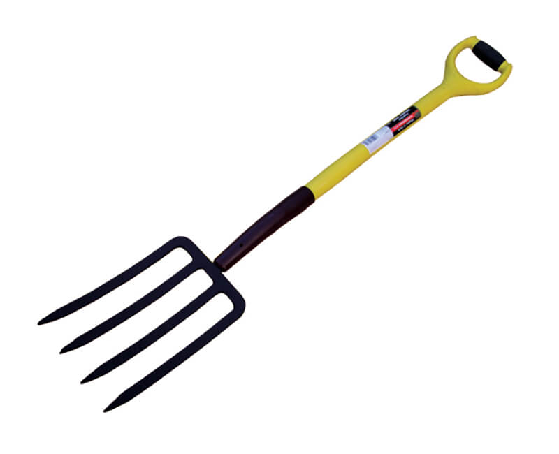 4 Tines Forged Spading Fork - D-Grip Fiberglass Handle