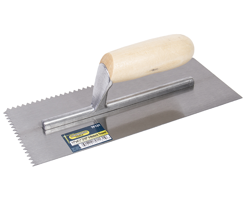 11" X 4-1/2" V Notch Wood Handle Plastering Trowel