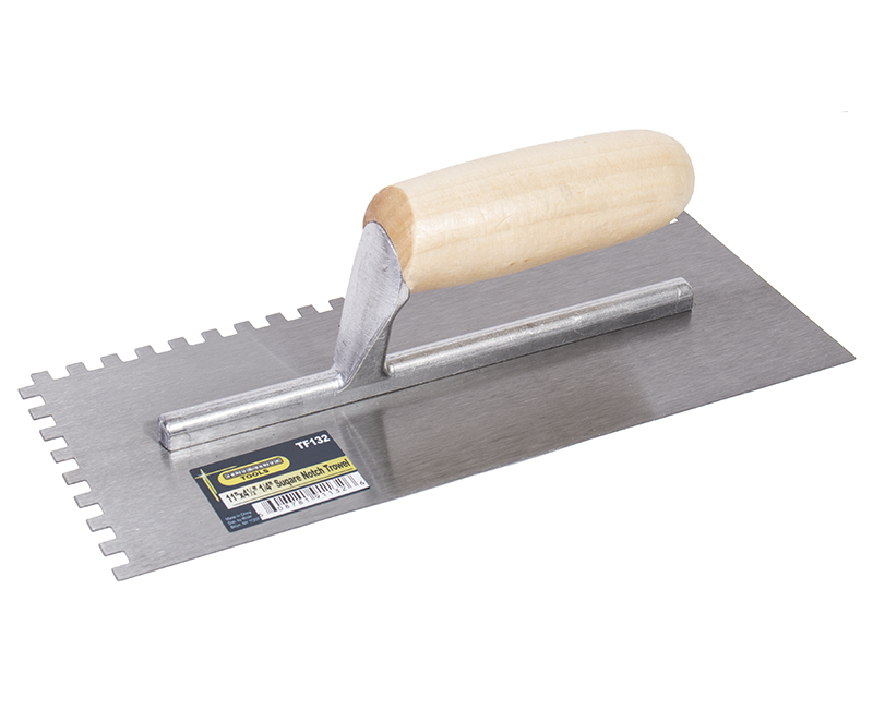 11" X 4-1/2" Square Notch Wood Handle Trowel