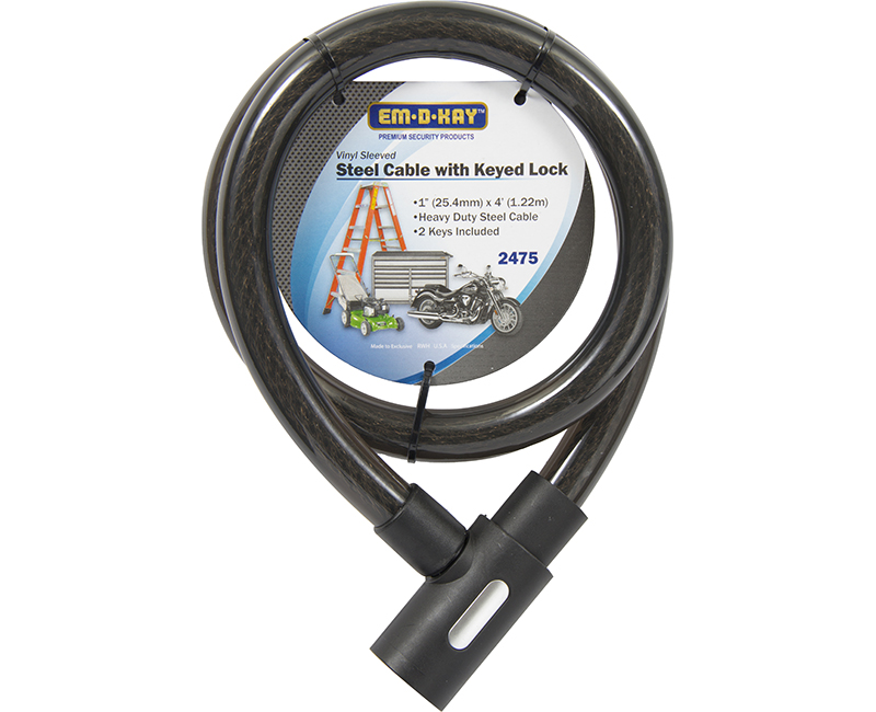 4' Vinyl Sleeved Steel Cable With Key Lock