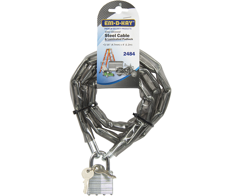 4' Vinyl Sleeved Steel Chain With Padlock