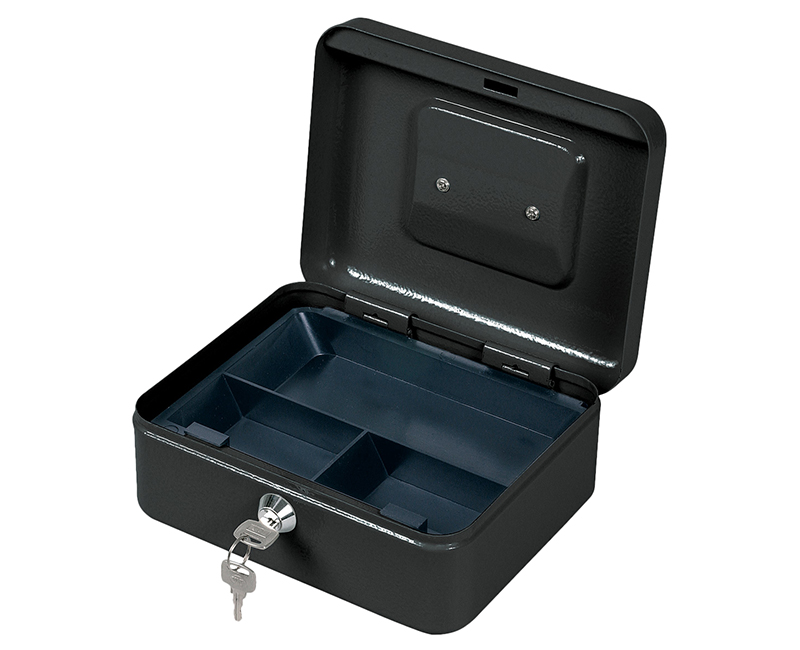 7.88" Metal Cash Box With Plastic Tray and Cam Lock