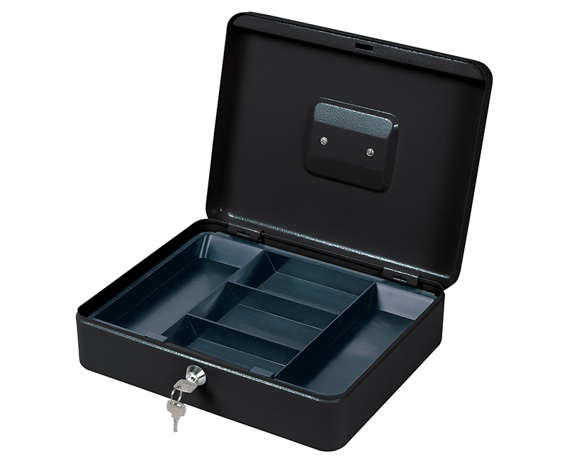 11.82" Metal Cash Box With Plastic Tray and Cam Lock